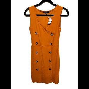Camel color midi body-con dress